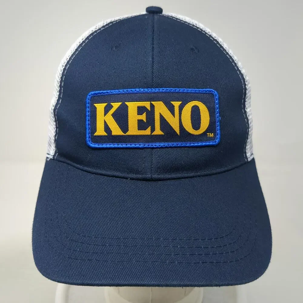 KENO Blue One Size Trucker Hat Mesh Back Snapback Embroidered Patch Gaming Logo